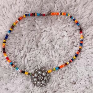 🍧🌈 Handcrafted Beaded Choker Berkeley Meets Hollywood Necklace 15 "🦋